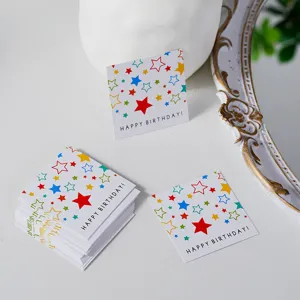 Pack of 50 Happy Birthday mini message cards with colorful star for cake decoration
