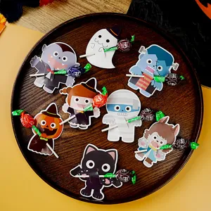 Cartoline di Carta Decorative per Supporto Lecca-lecca di Halloween Bambini Carino Cartone Animato Zucca Fantasma per Festa