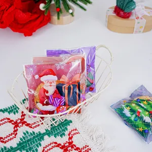 Christmas Cartoon Cookie Self Sealing Bags OPP Plastic Gift Candy Packing Pouch For Nougat Snowflake Crisp Holiday Bakery Treats Bag