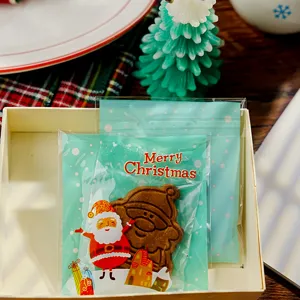 Weihnachtliche grüne Verpackungsbeutel für Kekse und Süßigkeiten Detailansicht Geschenkbeutel
