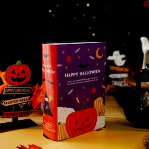 Halloween book shape gift box packaging decorative cookie paper box detail view