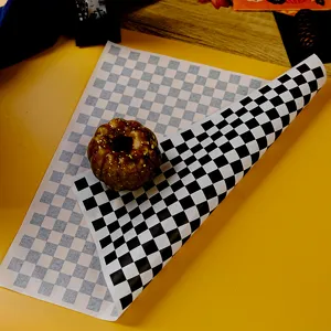 Modern Minimalist Schwarz Schachbrettmuster Backpapier Bedruckt Wachspapier Lebensmittel Verpackung Blätter Für Bäckerei Süßigkeiten Brot Halloween Party Bedarf