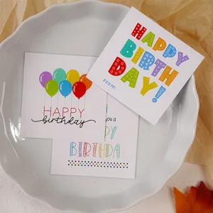 Mini birthday greeting cards for flower bouquets and cake decorations, writable message paper.