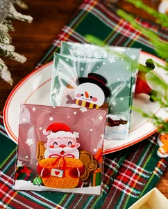 Christmas cartoon cookie self-sealing bags OPP packaging for holiday baking snacks gift wrap