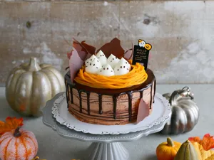 Halloween taart decoratie topper spook griezelig pompoen feest dessert kaartje