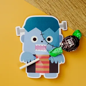 Halloween simpatico cartone animato mostro lecca-lecca carta decorazione biglietto regalo.