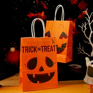 Χάρτινες τσάντες Halloween πορτοκαλί κολοκύθα τσάντες δώρου πάρτι ζαχαρωτά