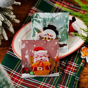 Christmas cartoon cookie packaging bags self sealing OPP bags for nougat baking pastry