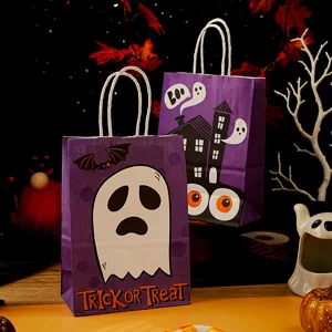 Χάρτινες τσάντες δώρου Halloween με χερούλια τσάντες καραμελών τρομακτικό σχέδιο φάντασμα