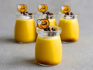 Halloween pompoen spook cupcake toppers en glazen pudding dessert set voor feest decor
