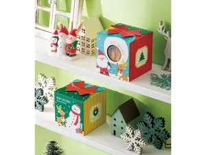 Caja de Embalaje de Manzana de Navidad Caja de Regalo con Lazo 3D Caja de Papel para Caramelos Decoración de Fiesta Navideña