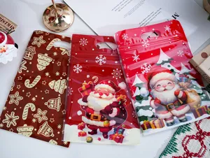 Sacchetti di plastica di Natale per caramelle regalo confezione stile festivo dettaglio.