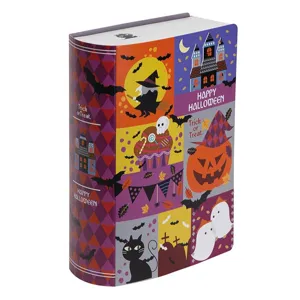 Halloween book shaped gift box decorative paper cookie packaging flip top box container