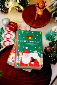 Scatola regalo di carta a forma di libro di Natale coperchio confezione biscotti festivo