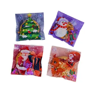 Christmas candy cookie packaging bags set, cute cartoon self-sealing OPP bags for bakery.