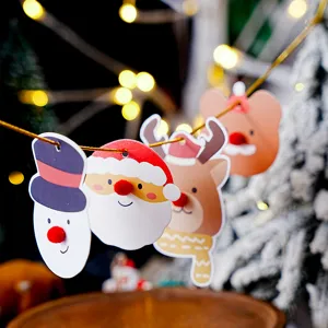 Christmas cute hanging tags set with santa snowman reindeer bear designs for holiday party decor.