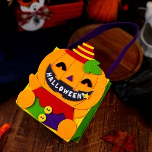 Halloween pumpkin felt trick-or-treat bag candy storage container for kids party props
