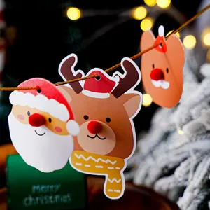 Cute Christmas hanging tags set featuring Santa and reindeer designs, perfect for holiday gifts.