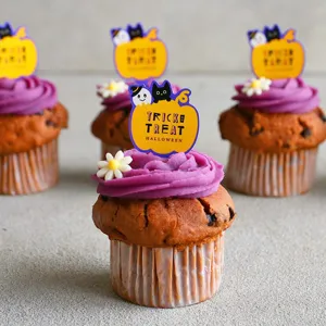 Halloween cupcake toppers schattige spook pompoen papier insteek feest taart decoratie