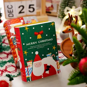 Scatola regalo Natale forma libro confezione carta decorativa con babbo natale per biscotti