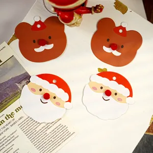 Christmas decorative hanging tags cute bear and santa paper cards for baking gift packaging
