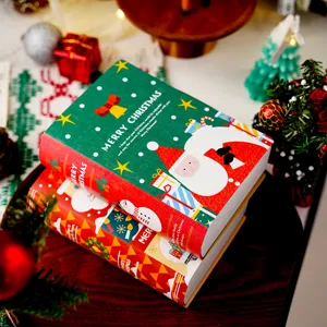 Scatola regalo a forma di libro di Natale, confezione di carta decorativa per biscotti.
