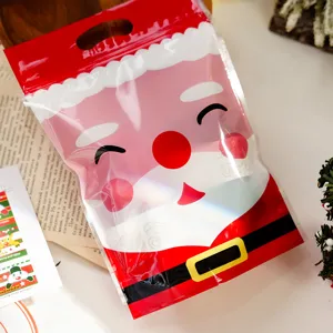 Sacchetto regalo in plastica di Natale con manico borsa di imballaggio caramelle festive