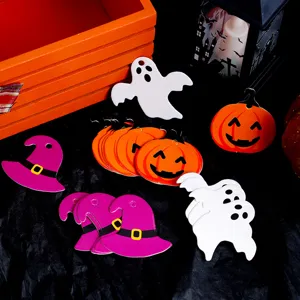 Halloween spooky ghost pumpkin witch hat hanging tags DIY party decoration supplies