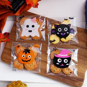 Αυτοκόλλητες σακούλες ζαχαρωτών Halloween διάφανες συσκευασίας κολοκύθα φάντασμα
