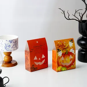 Halloween Süßigkeiten Papierbox Detailansicht, Kürbis Ausschnitt Design, Geschenke.