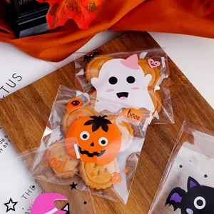 Halloween σακούλες ζαχαρωτών αυτοκόλλητες πλαστικές συσκευασίας δώρου με κολοκύθα.