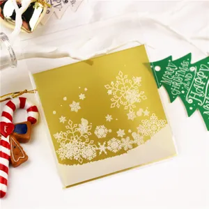 Sacchetti regalo di Natale autoadesivi trasparenti con cartolina con fiocco di neve.