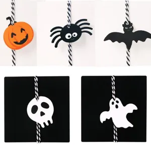 50pcs Halloween pumpkin ghost shape hang tags decorative cards DIY craft labels party supplies