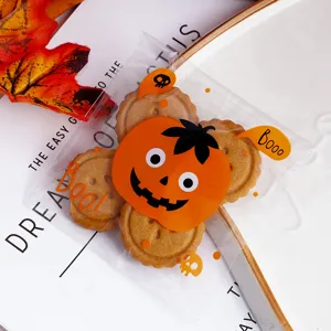 Τσάντα δώρου καραμέλας κολοκύθα φάντασμα Halloween διαφανής αυτοκόλλητη συσκευασία λεπτομέρεια