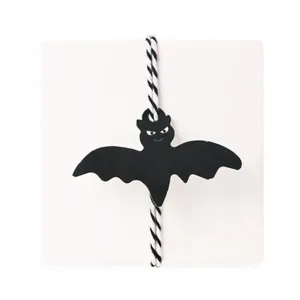 Halloween Bat Shaped Decorative Hanging Tag DIY Craft Label Party Supply Accessory