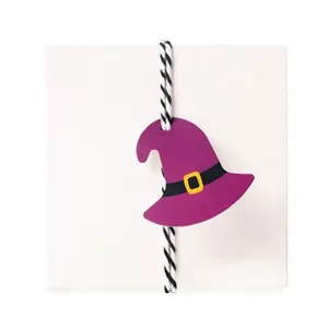 Halloween witch hat hang tag DIY craft decoration paper card party supply festival accessory