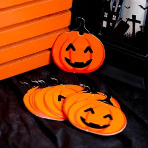 50pcs Halloween Pumpkin Shape Tags Hanging Cards DIY Party Decor Gift Labels Bookmarks