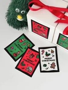 Christmas greeting cards gift box set holiday decoration festive detail close up