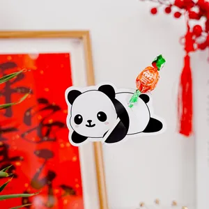 Cute cartoon panda lollipop insert card, perfect children's day candy decorative paper card for party.