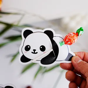 Cute cartoon panda lollipop paper insert card for children party candy decoration and gifts.