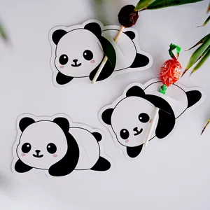 Cute cartoon panda lollipop holder cards for kids party candy decoration and gift packing.