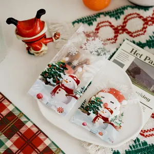 Weihnachts-transparente Keks-Bonbon-Verpackungstasche Detailansicht, festlicher Geschenkbeutel.