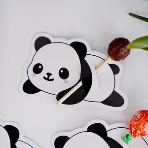 Cute panda cartoon lollipop paper card for kids candy decoration birthday party gift supplies