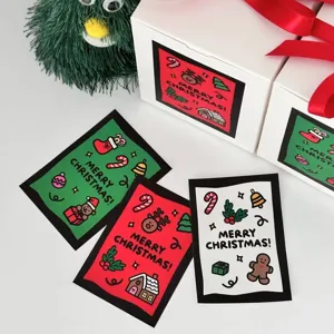Christmas Decorative Greeting Cards Illustration Style Message Note Card Art Paper Blessing Card For Holiday Party Decor