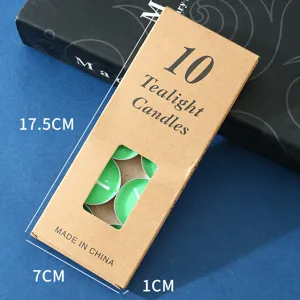 10er Pack Teelichter in Kraftpapierbox, grüne Aluminiumschale kleine Kerzen für Dekoration.