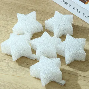 6er Set weiße sternförmige Badeschwämme Peeling Duschschwämme mit elastischen Bändern für die Dusche.