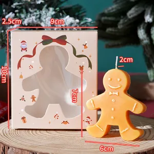 Candela profumata omino di pan di zenzero di Natale, dettaglio vista set regalo.