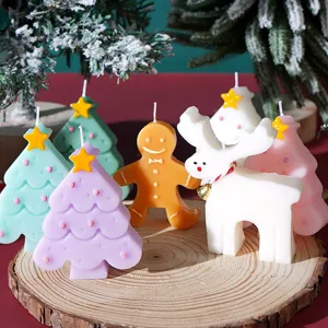 Candela Profumata Albero di Natale Renna Omino di Pan di Zenzero Cera di Soia Fragranza Festiva Ornamento Regalo di Natale Decorazione