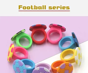 Colorful silicone football rings, candy color PVC party rings, cute cake decoration gifts.