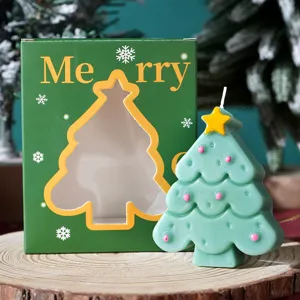 Candela profumata albero di natale con confezione regalo decorazione festiva casa